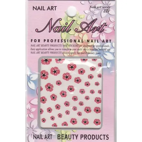 Flowers with short petals - pink stickers, 3D