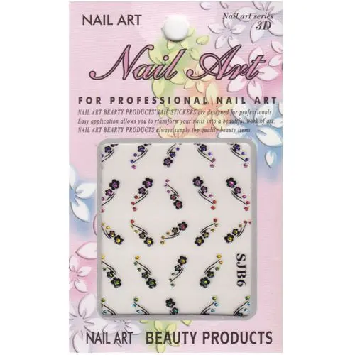 3D nail art sticker - flower with colourful stones