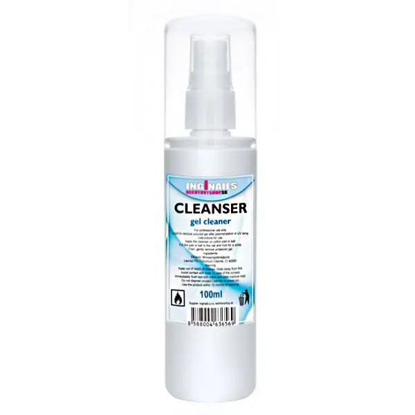 Blue nail cleaner and degreaser with dispenser, 100ml - Nail Cleanser Inginails
