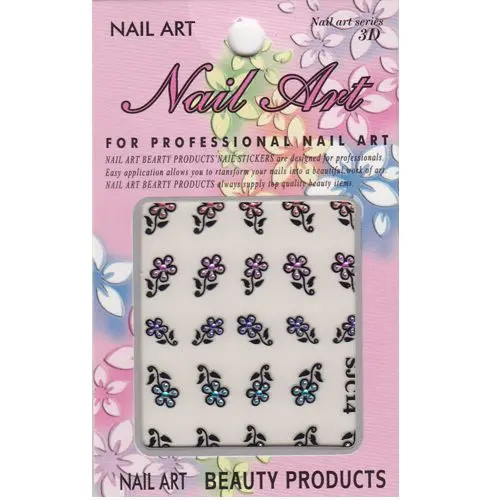 3D nail art stickers with stones - flower on stem
