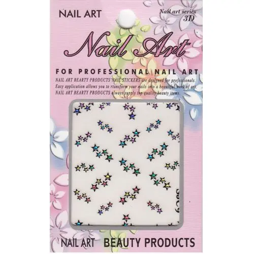 3D nail art stickers - four stars, rhinestones