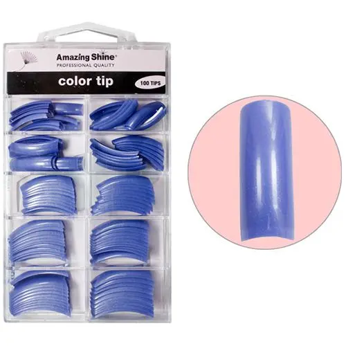 Metalic Blue - coloured false nails, 100pcs, no.1 - 10
