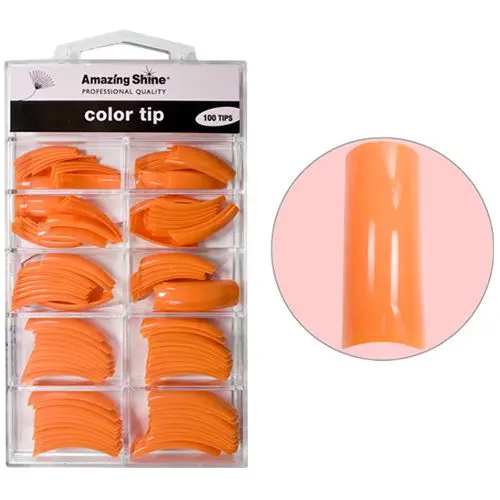 Coloured nail tips, 100pcs, no.1 - 10 - Classic Orange
