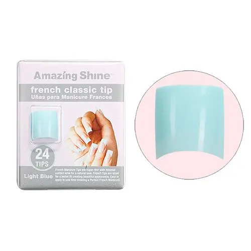 Light Blue - short coloured tips French Classic Tip, 24pcs, no.1 - 10