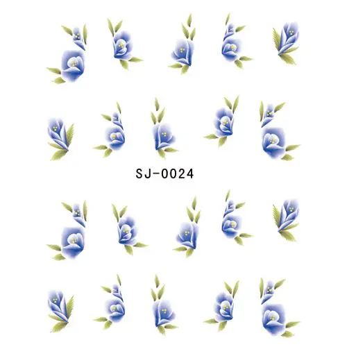 Blue flowers - water decals