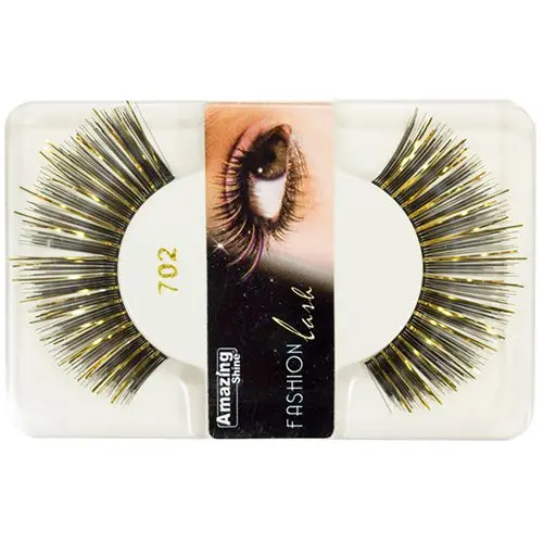 Decorated Eyelashes - Metallic, Black - Gold