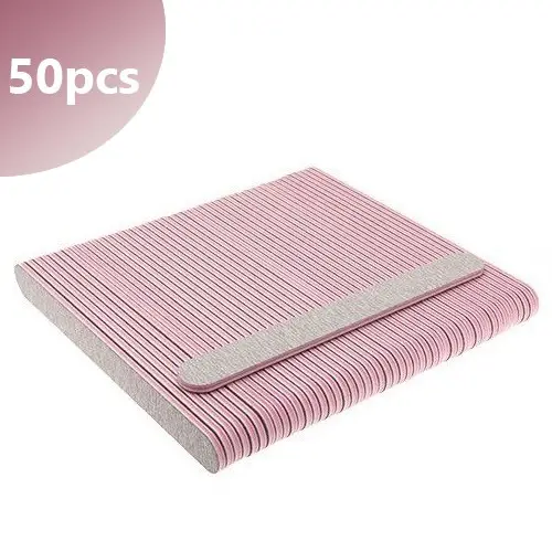 50pcs pack - Inginails Straight nail file zebra - pink centre, 100/180