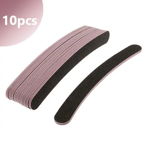 10pcs pack - Inginails Black sanding file - banana shape, pink centre, 100/180