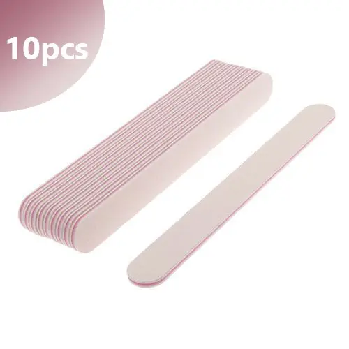 10pcs pack - Inginails White nail file with pink centre - straight, 100/180