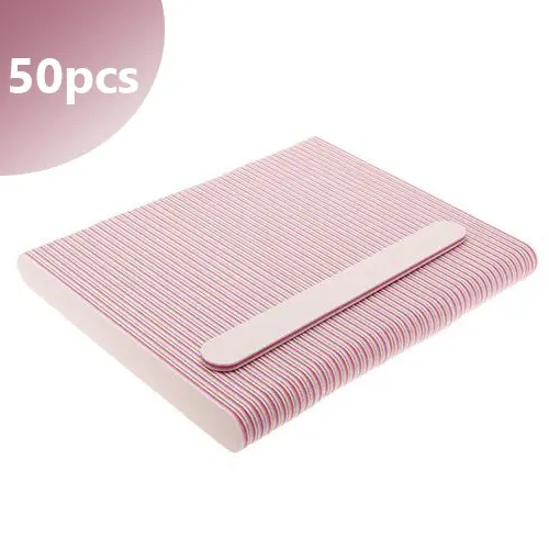 50pcs pack - Inginails White nail file with pink centre - straight, 100/180