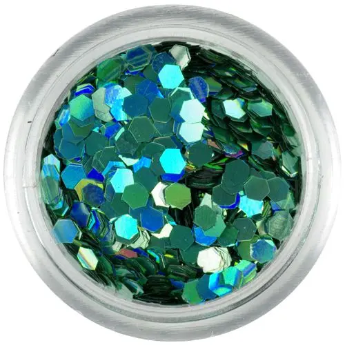 Holographic hexagons - turquoise-green colour