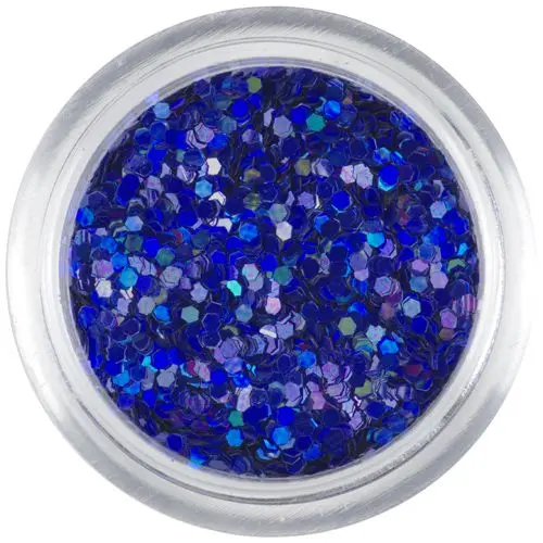 Dark blue confetti, 1mm - holographic hexagons