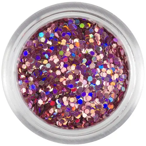 Vintage pink nail art hexagon - holographic, 1mm