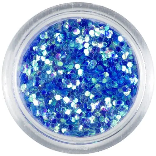 Holographic hexagon - blue, 1mm