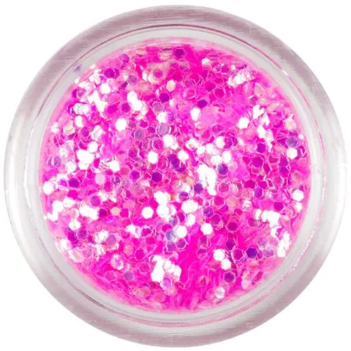 Holographic hexagon - barbie pink, 1mm