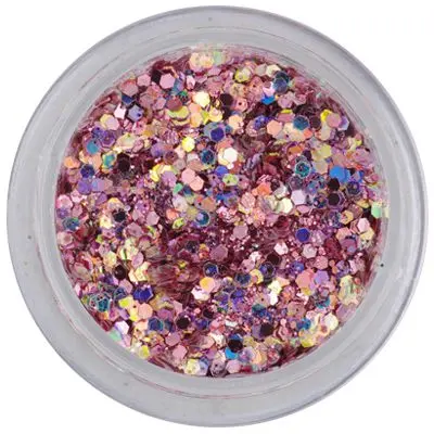 Holographic hexagon in dust powder - vintage pink, 1mm