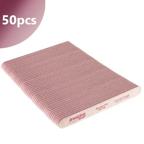 50pcs - File Profi Speedy Zebra, straight rectangle 100/100 - pink centre