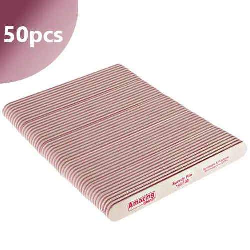 50pcs - Nail file Profi Speedy white, pink centre 100/100