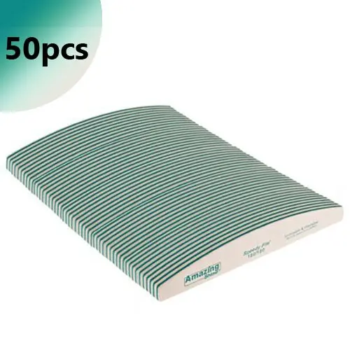 50pcs - Nail file Profi Speedy Halfmoon - 180/180, white with green centre