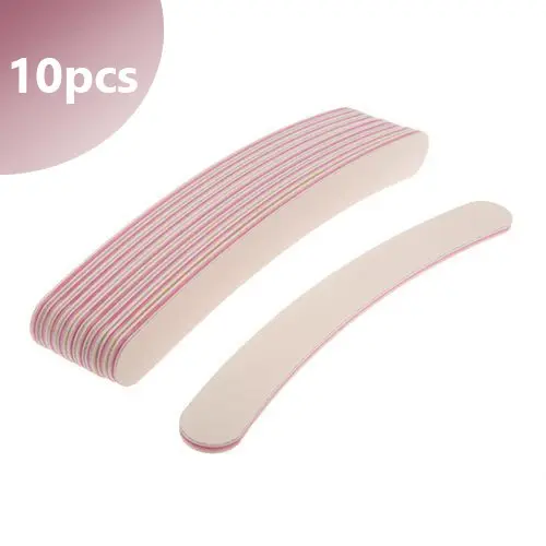 10pcs - Inginails Nail file banana  - 80/80, white with pink centre