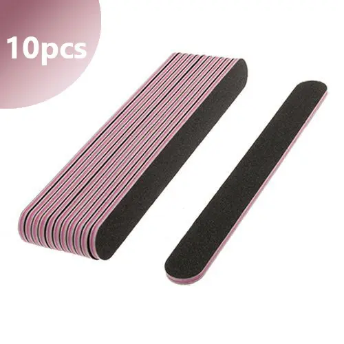 10pcs - Inginails Nail file straight - black with pink centre, 80/80