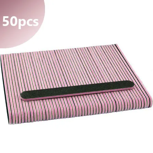 50pcs - Inginails Nail file 80/80 - straight, black with pink centre