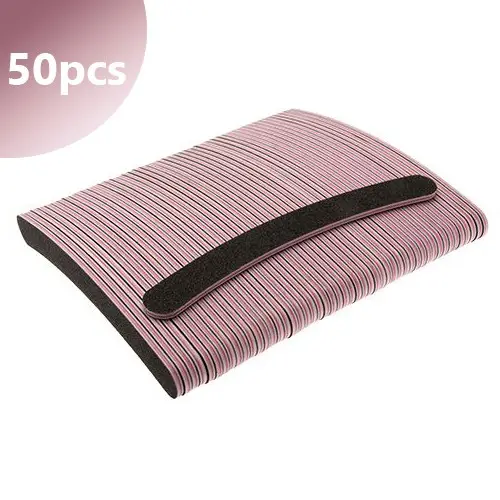 50pcs - Inginails Nail file 80/80 - banana shape, black with pink centre