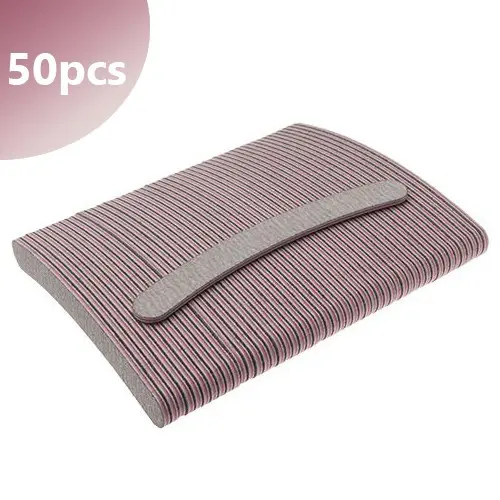 50pcs - Inginails Nail file banana shape - zebra 100/180, pink centre