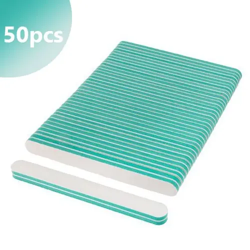 50pcs - Inginails Nail file 80/80 - straight, white with double green centre