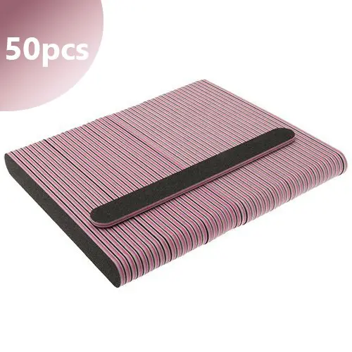 50pcs - Inginails Nail file 100/180 - straight, black with pink centre
