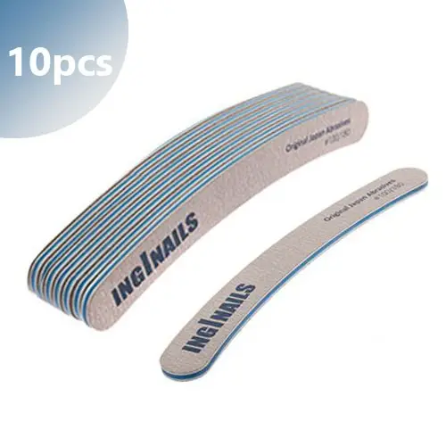 10pcs - Inginails Nail file banana, zebra with blue centre, 100/180