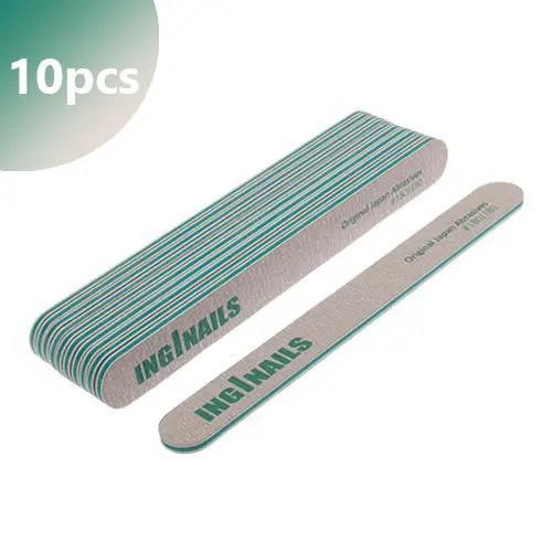 10pcs - Inginails Straight nail file, zebra - green centre, 180/180