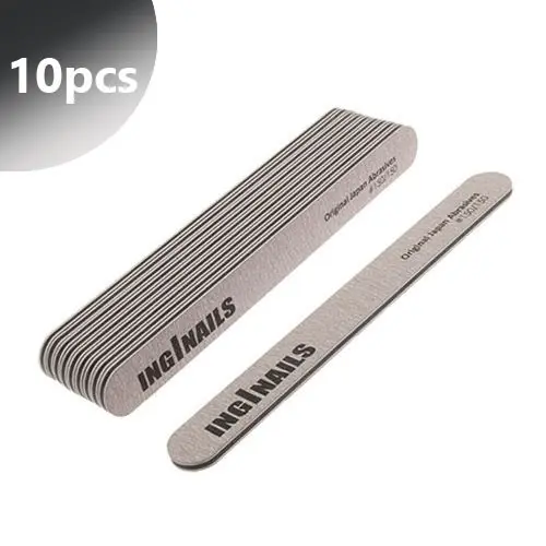 10pcs - Inginails Nail file, straight, zebra with black centre, 150/150