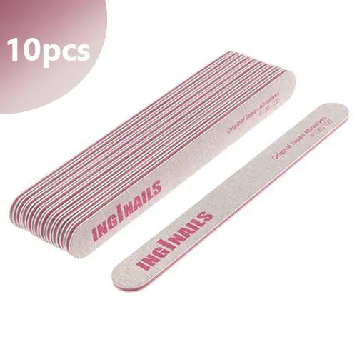 10pcs - Inginails Straight nail file, zebra - pink centre, 100/100