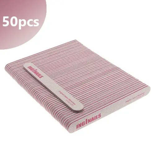 50pcs - Inginails Straight nail file, zebra - pink centre, 100/100