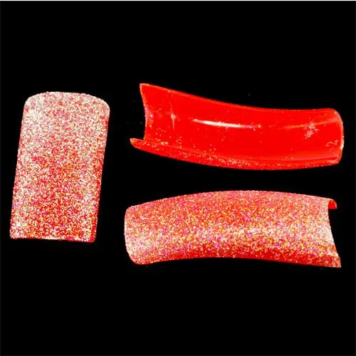 Glitter nail tips, 20pcs - red