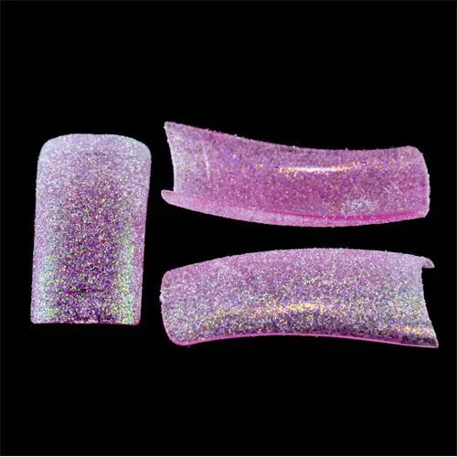 Pink-purple glue-on glitter tips - 500pcs