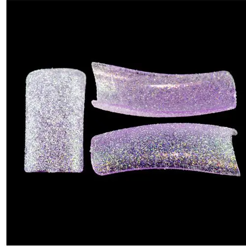 Light purple fake nails with glitters - 500pcs
