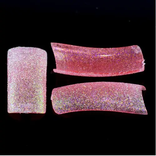 Glitter tips, 500pcs - light red