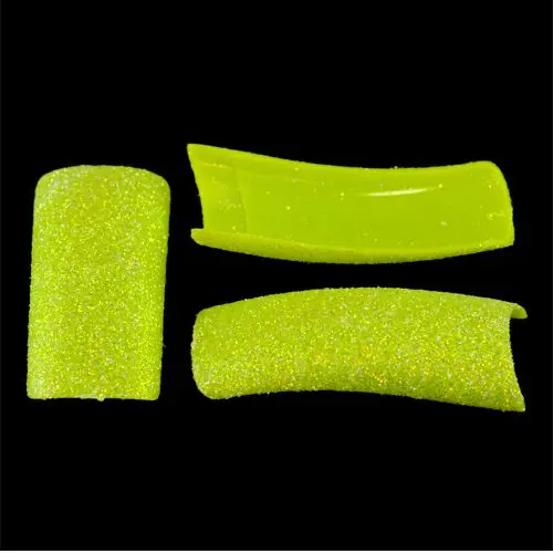 Pre-designed glitter tips, 500pcs - light green