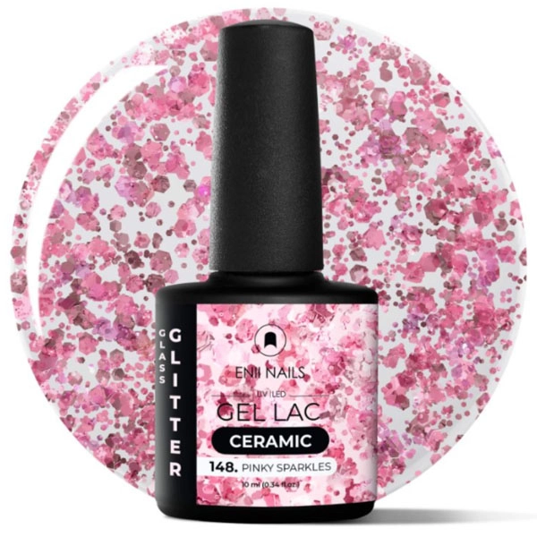 UV gel polish Ceramic - 148 Pinky Sparkles, 10ml