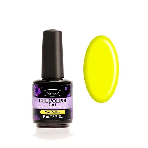 Christel Gel nail polish, 2v1 - Neon Yellow 15ml
