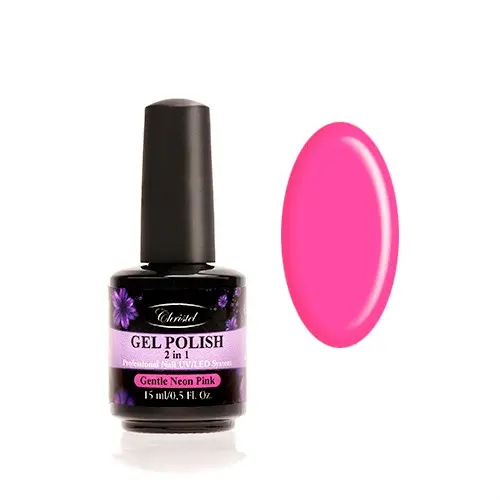 Christel Gel nail polish, 2in1 - Gentle Neon Pink, 15ml