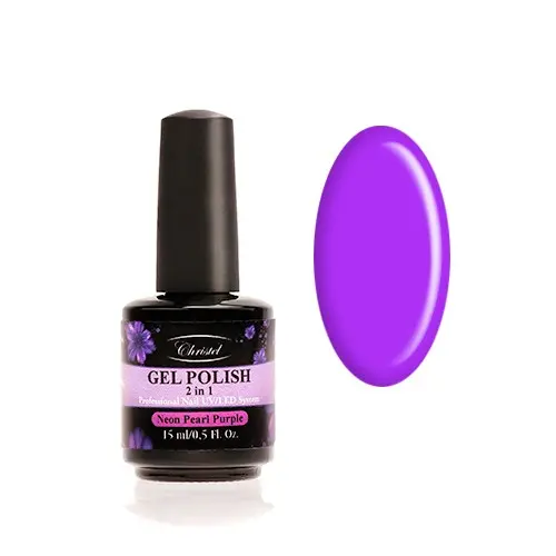 Christel Gel nail polish, 2in1 - Neon Pearl Purple, 15ml