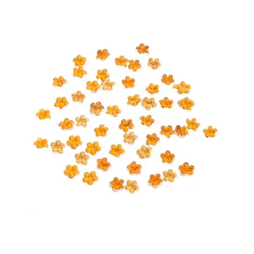 Light orange rhinestone for nails - flowers, 50pcs