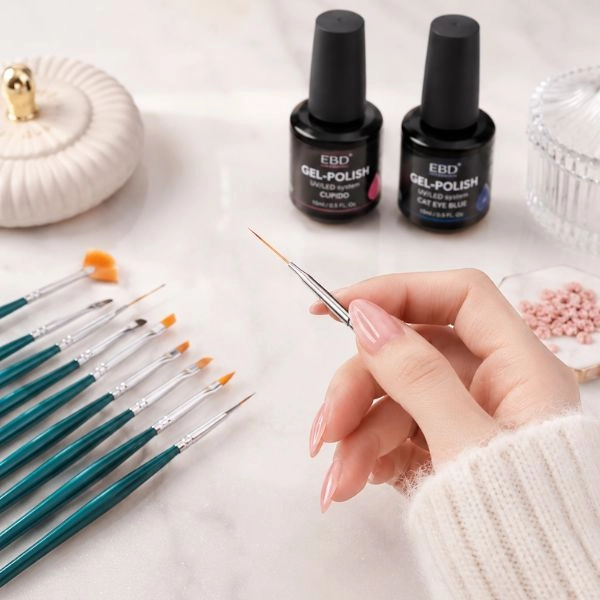 12pcs set, blue-green - modelling and decoration brushes for nails