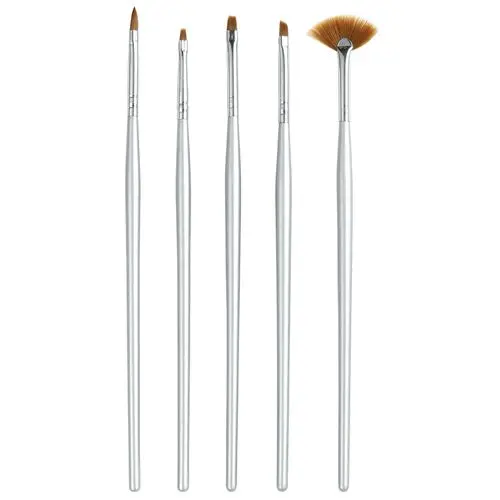 Silver modelling brushes for nails - 5pcs set