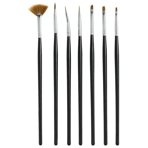 7pcs set, black - modelling and decoration brushes for nails 