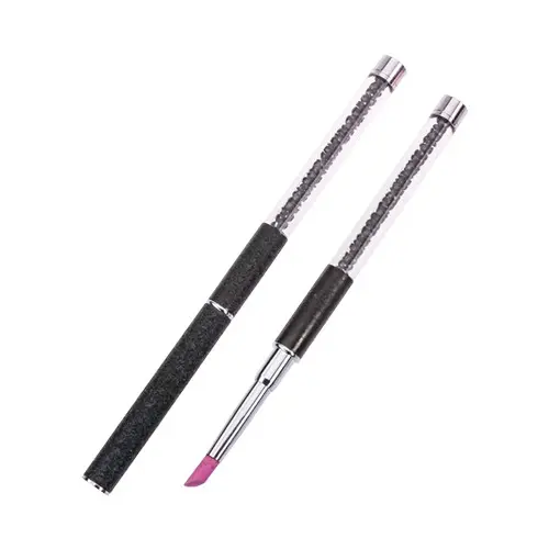 Nail cuticle pusher with mineral tip - black
