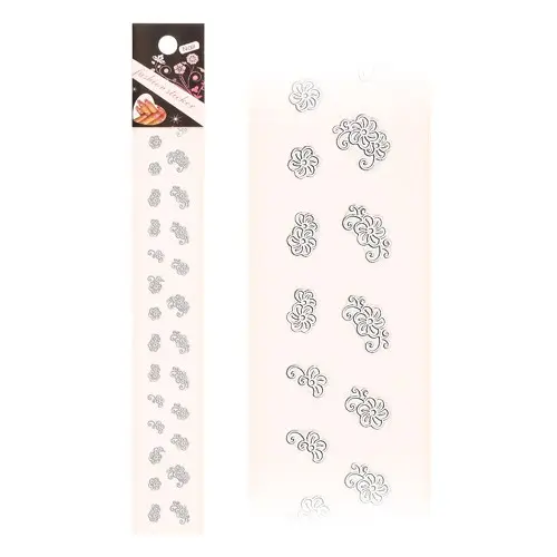 3D nail art stickers – silver flowers - BLE785D